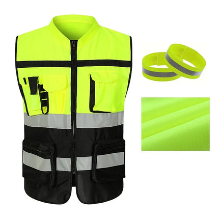 Durable Multi Pocket Workwear Vest With/Without Waistband Strip Protective Clothing Safety For Night Running Factory Unisex