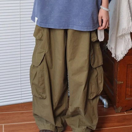 Heavyweight Wide Leg Workwear Trousers y Hong Kong Sle Multi-ket Loose Straight Casual ape Men's Pants