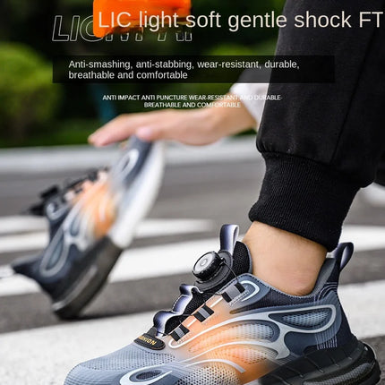 New Men's Safety Shoes with Rotating Buttons,working Sports Shoes, Protective Boots, Parker Steel Shoes,casual Ring Shoes-KarWorkwear