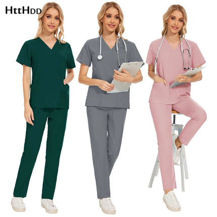 Aesthetic Uniforms Woman Scrubs Set Medical Top Jogger Pants Medical Uniforms Sets Pet Clinic Veterinary Work Wear Surgical Gown-KarWorkwear
