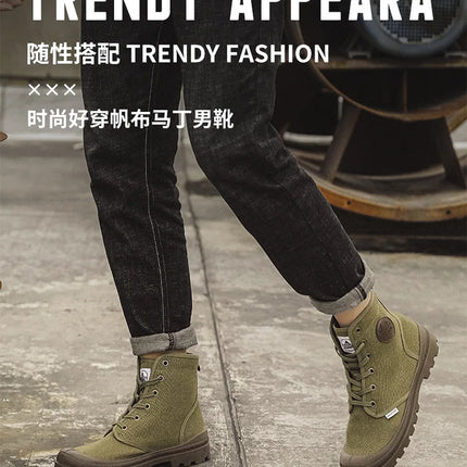 New Fashion High-top Mens Boots Outdoor Comfortable Mens Casual Boots Jungle Mountaineering Men Shoes Wide Bottom Platform Boots-KarWorkwear
