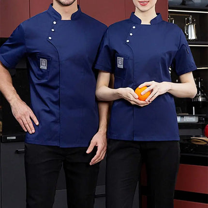 Chef Uniform Short Sleeves Soft Plus Size Bakery Restaurant Chef Uniform Work Clothes Chef Shirt Kitchen Work Attire-KarWorkwear