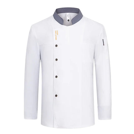Men chef jacket with apron Long Sleeve Chef uniform Restaurant Cook Coat Chef T-shirt Work Uniform Hotel Clothes Logo women-KarWorkwear