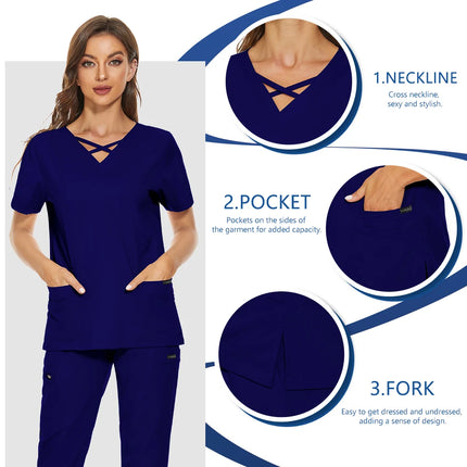 Beauty Salon Women Work Uniforms Plus Size Short-sleeved Health Services Suits Working Suits Summer Fashion Pet Scrubs Costume-KarWorkwear