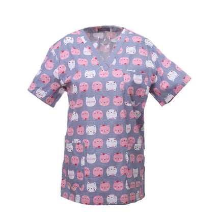 Pet Clinic Vet Work Uniforms Women Nurse Accessories Animal Printed Hospital Doctor Nursing T-Shirt Medical Scrubs Clothes Tops-KarWorkwear