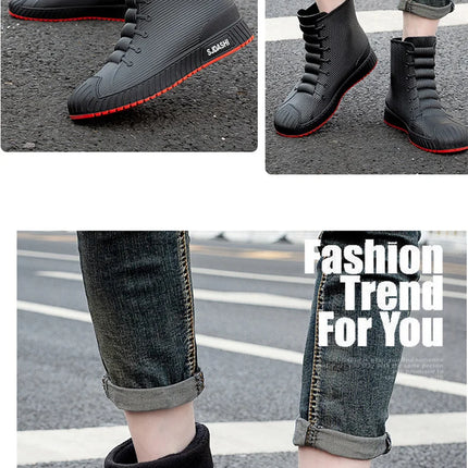 Versatile Casual Short-barreled Waterproof Shoes Men Women Lined With Fleece Warmth Anti-slip Wear-resistant Outdoors Rain Boots
