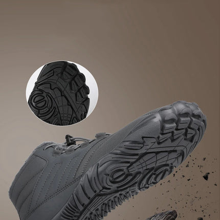 Snow Boots Men Winter Shoes Barefoot Ankle Boots 36-46 Couple Snow Shoes Outdoor Hiking Shoes Fur Warm Plush Boots