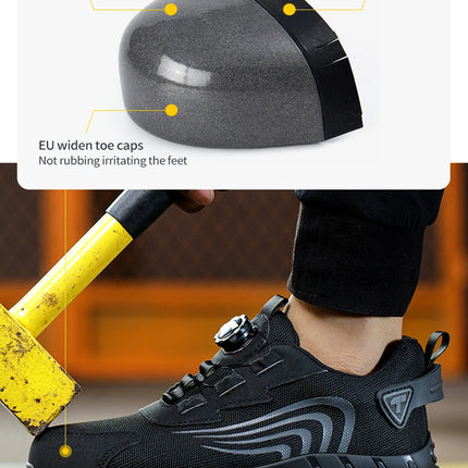 Rotary button new safety shoes for men, anti-impact and anti-piercing work shoes, fashionable men's sports shoes, and safety pro