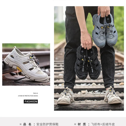 Safety Shoes Men Summer Breathable Work Sandals Men Anti-smash Anti-puncture Indestructible Shoes Work Sneakers Protective Shoes-KarWorkwear