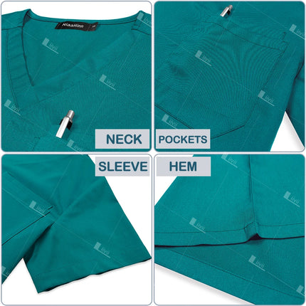 New Scrubs Set Medical Doctor Uniforms Stretch Scrub Top With Pocket Straight Pants Nurse Uniforms Beauty Salon Lab Workwear-KarWorkwear