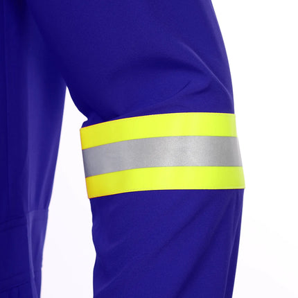 Mens Coveralls High Visibility Reflective Stripes Overalls Turn-Down Collar Long Sleeves Zipper Jumpsuits Work Mechanic Uniform