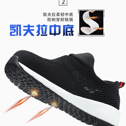 New 2022 Summer Breathable Men Casual Shoes Steel Toe Cap Indestructible Safety Working Shoes Outdoor Men Footwear-KarWorkwear