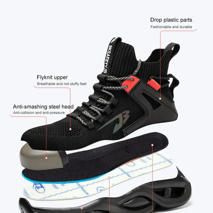 Luminous Steel Toe Boots For Men Non-slip Work Boots Indestructible Shoes Kitchen Restaurant Safety Boots Male Footwear 36-48-KarWorkwear