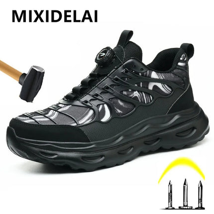 2025 Rotating button Safety Shoes Men Anti smashing Anti piercing Work Shoes Men Steel Toe shoes Non-slip Indestructible shoes