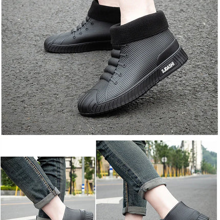 Men Women Short Tube Rain Boots Kitchen Anti-slip Rain Shoes Summer Ankle Outdoor Winter Car Washing Fishing Waterproof Shoes