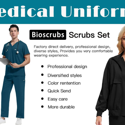 Wholesale Medical Nurse Uniforms Beauty Overalls Scrub Uniform Women Short Sleeve Jumpsuit Medical Hospital Clothing with Pocket