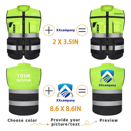 Workwear Vest With Logo Printing Night Construction Work Waistcoats Two Tone Vest Volunteer Uniform