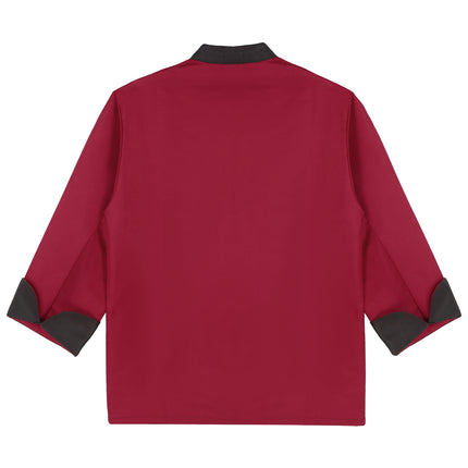 Unisex Mens Womens Chef Jacket Long Sleeve Contrast Color Coat Restaurant Kitchen Cooking Apparel Work Wear Uniform with Hat-KarWorkwear