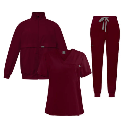 3-Piece Winter Thick Medical Set Warm Long Sleeve Scrub Suit & Surgical Gown for Nurses