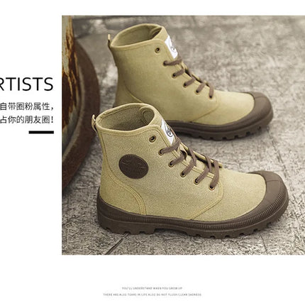 New Fashion High-top Mens Boots Outdoor Comfortable Mens Casual Boots Jungle Mountaineering Men Shoes Wide Bottom Platform Boots-KarWorkwear