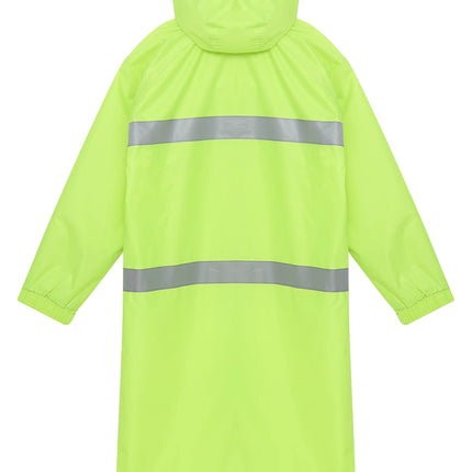 Adult Solid Color Raincoat Long Sleeve Hooded Reflective Stripe Jacket Traffic Office/Firefighter Work Uniform Emergency Poncho-KarWorkwear