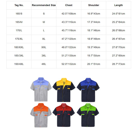 Men Women Short Sleeve Work Coat Workshop Shirts Motor Mechanic Uniform with Two-pocket T-shirts Man Workshop Overalls Top-KarWorkwear