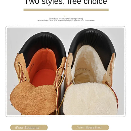 Boots Men High Top Boots High Quality Women Leather Shoes Fashion Outdoor Sneakers Men Lace Up Non-Slip Ankle Boots for Couple