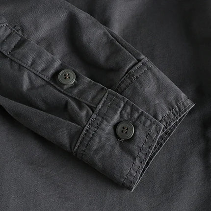 Heavy Industry Washed Male Workwear Military Shirt Jacket Fashion Men's Long Sleeve Shirt Handsome Trendy Versatile Loose Tops