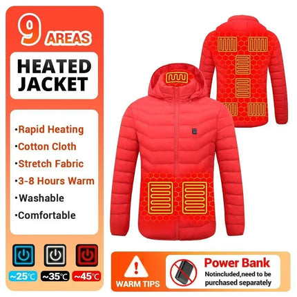 Male Intelligent Heating Workwear Jacket 2025 New USB Multi Control Fast Heating Coat Black Hooded Cotton Jacket Plus Size S-6XL