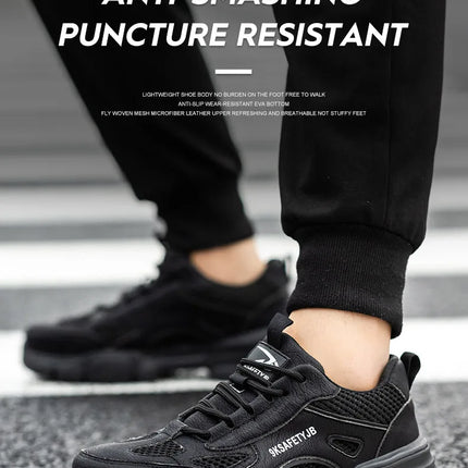 Work Shoes Hollow Breathable Steel Toe Boots Lightweight Safety Work Shoes Anti-slippery For Men Women Male Work Sneaker