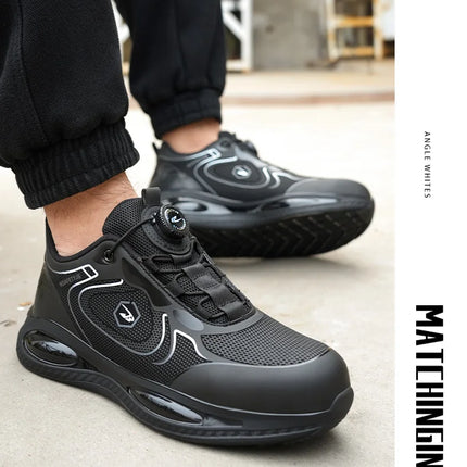 Work Security-Protection Boots for Men Women Lightweight Work Sneakers Breathable Steel Toe Shoes Rotating Button Safety Shoes-KarWorkwear