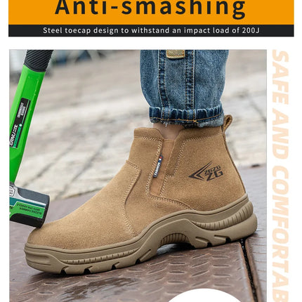 2023 Quality Leather Boots Men Safety Shoes Waterproof Work Boots Safety Steel Toe Shoes Men Puncture-Proof Indestructible Shoes-KarWorkwear