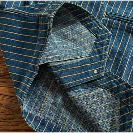 Retro American Striped Workwear Vest Waed Denim Svel Waistcoat Trendy Youth Casual V-ne Four Seasons Outerwear