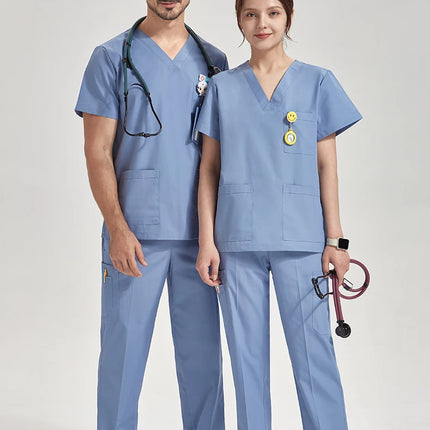 Ultra Light Scrub Set Medical Nurse Uniform for Women Men Hospital Doctor Workwear Poplin Fabric Veterinary Surgical Outfit 8020-KarWorkwear