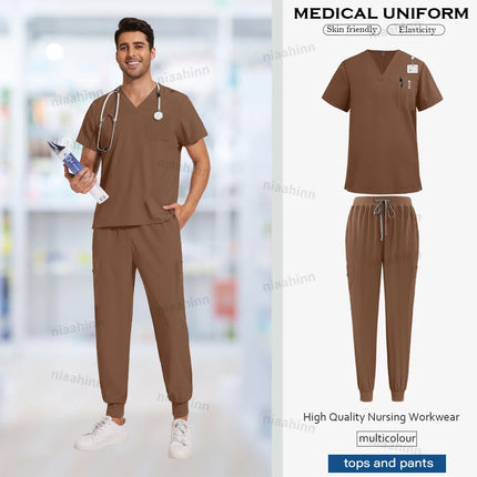 Wholesale Price Medical Scrubs Women Men Multicolour Scrub Top+pants Suit Short Sleeved Nursing Joggers Scrub Veterinary Uniform-KarWorkwear