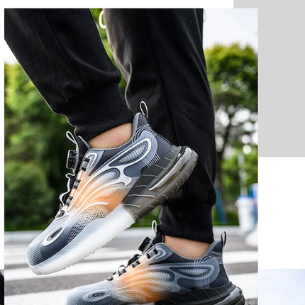 New Men's Safety Shoes with Rotating Buttons,working Sports Shoes, Protective Boots, Parker Steel Shoes,casual Ring Shoes-KarWorkwear