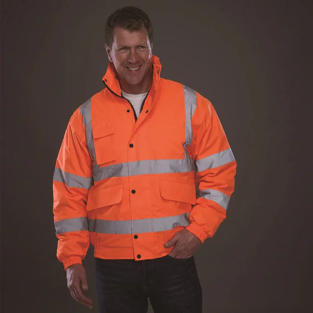High Visibility Reflective  Jacket Men Waterproof Thickened Safety Coat for Outdoor Work Hi Vis Workwear Bomber Jacket