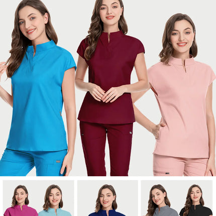 Pet Grooming Institution Scrubs Tops High Quality Spa Uniforms Unisex Stand Collar Work Clothes Medical Accessories Surgery Tops-KarWorkwear
