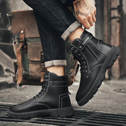 High-top boots, British style, casual and versatile, men's shoes for workwear