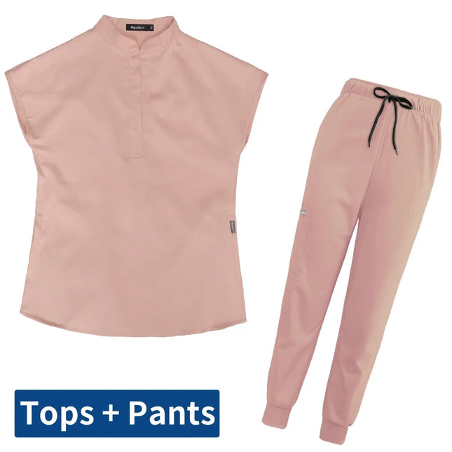 Thicken Nursing Uniform High Quality Solid Color Medical Doctor Workwear Pet Hospital Veterinary Non-sticky Hair Scrub Work Suit-KarWorkwear