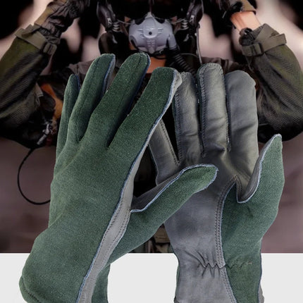 XYEHS 1 Pair Long/Short Cuff Leather Military Uniform Supply Pilot Safety Work Gloves Fire-Resistant Aramid Flight Gloves-KarWorkwear