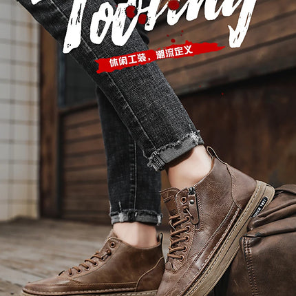 Men's boots four seasonal outdoor workwear boots male casual boots fashion soft sole comfortable leather sports boots men's shoe
