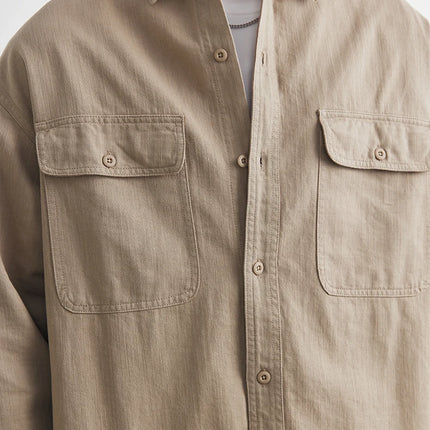 Workwear Shirts for Men 2025 Spring and Autumn New 100% Cotton Long-Sleeve Blouse Vintage Pockets Basic Men's Clothing Jacket