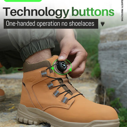 Waterproof Safety Boots Men Indestructible Steel Toe Work Boots Anti-smash Stab-resistant Safety Shoes Biker Botas Para Hombre