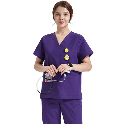 Ultra Light Scrub Set Medical Nurse Uniform for Women Men Hospital Doctor Workwear Poplin Fabric Veterinary Surgical Outfit 8020-KarWorkwear