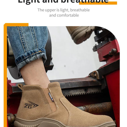 2023 Quality Leather Boots Men Safety Shoes Waterproof Work Boots Safety Steel Toe Shoes Men Puncture-Proof Indestructible Shoes-KarWorkwear