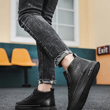 Men's boots four seasonal outdoor workwear boots male casual boots fashion soft sole comfortable leather sports boots men's shoe