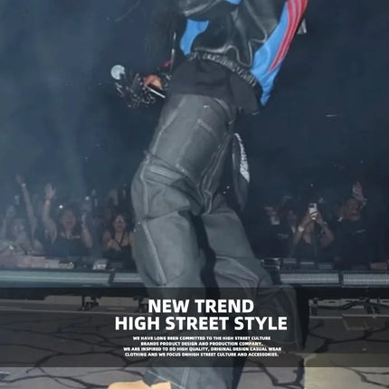 MIJKO Black Original Cow Jeans Wood Trousers Bright Line Design Comfortable Fit Workwear Casual Pants ZJ118