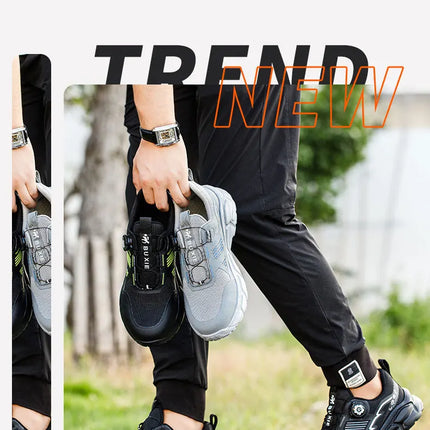 Rotating Button Men Shoes Security Sneakers Steel Toe Shoes Puncture-Proof work Shoes Anti-smash Sport Safety Shoes Protective-KarWorkwear