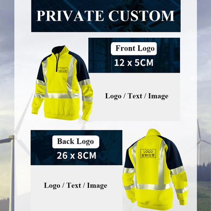 Men's High Visibility Work Clothing Safety Sweatshirt for Outdoor Construction Site Security Pullover Hoodie Hi Vis Workwear
